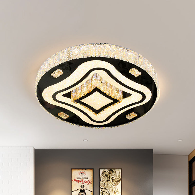 Modern Harlequin Crystal Prisms Led Ceiling Lamp In Stainless Steel