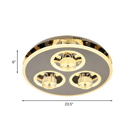 Nickel Circle Crystal Flushmount Led Ceiling Light For Nordic Bedroom