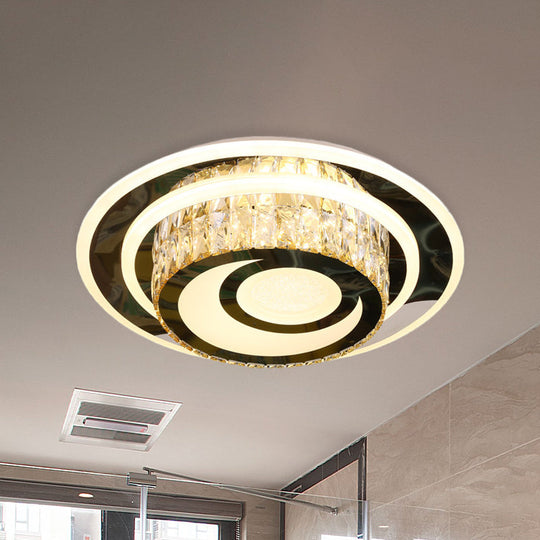 Beveled Crystal Ceiling Lamp Led Flushmount Light For Guest Rooms Stainless-Steel