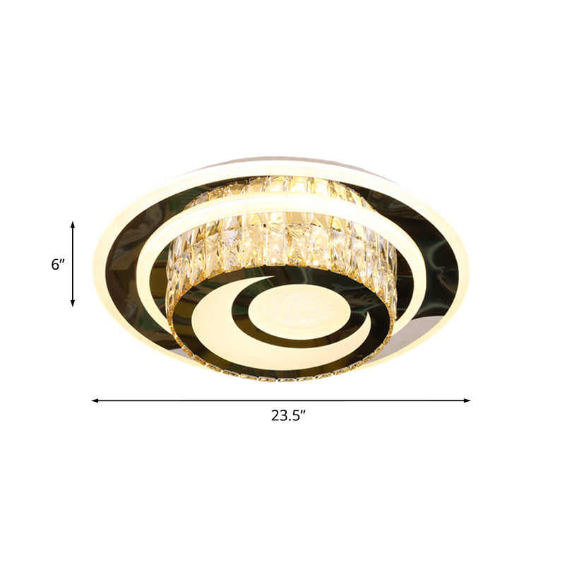 Beveled Crystal Ceiling Lamp Led Flushmount Light For Guest Rooms