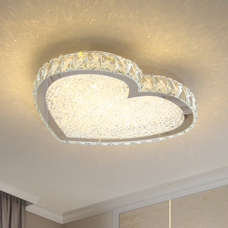 Contemporary Led Flush-Mount Crystal Ceiling Lamp Stainless Steel Stainless-Steel