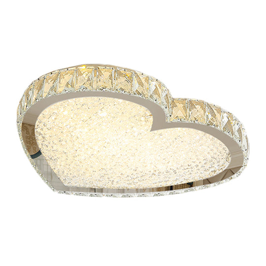 Contemporary Led Flush-Mount Crystal Ceiling Lamp Stainless Steel