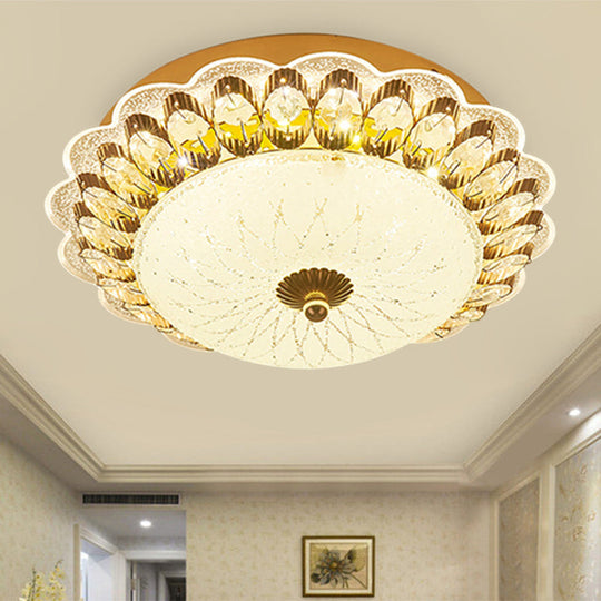 Gold Flush Mount Led Crystal Ceiling Light / A