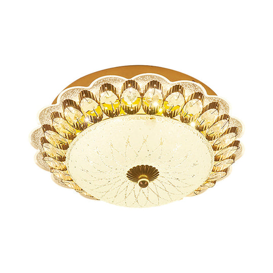 Gold Flush Mount Led Crystal Ceiling Light