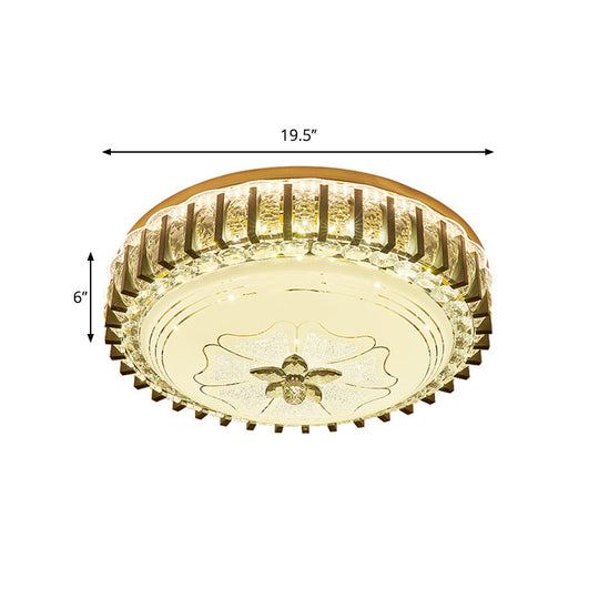 Modern Crystal Led Flushmount Ceiling Light For Dining Room - Black Drum Flush