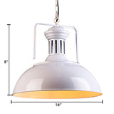 Retro Stylish Metal Pendant Lighting With 1 Bulb - Black/White Inner/White 13/14/16 Dia Bowl