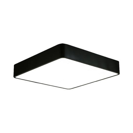 Modern Led Metal Flush Mount Light Fixture - White/Black Square 14/18/23.5 Wide Living Room