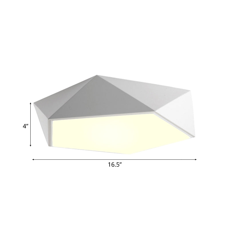 Geometric Metal Flush Mount Lighting With Led - White/Black 16.5/20.5/24.5 Wide