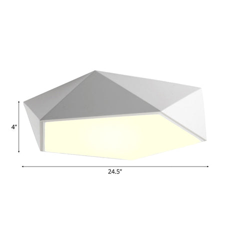 Geometric Metal Flush Mount Lighting With Led - White/Black 16.5/20.5/24.5 Wide
