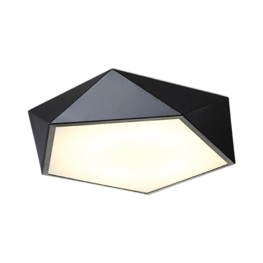 Geometric Metal Flush Mount Lighting With Led - White/Black 16.5/20.5/24.5 Wide