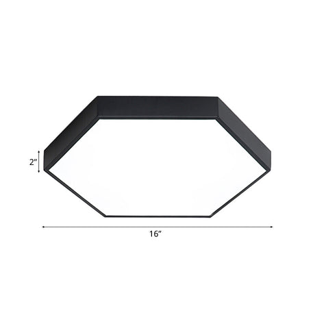 Modern Led Flush Mount With Metal Shade - Hexagon Design In Gray/Yellow/Blue White/Warm Light