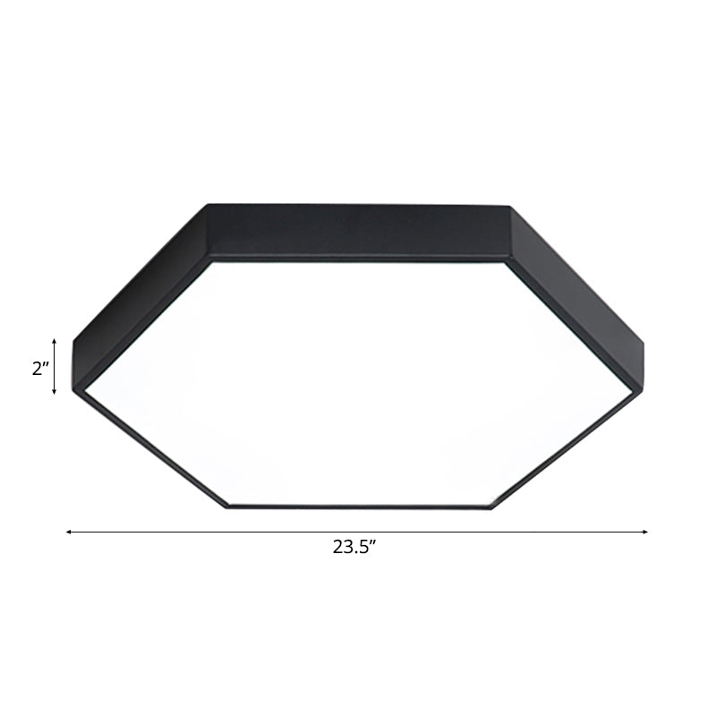 Modern Led Flush Mount With Metal Shade - Hexagon Design In Gray/Yellow/Blue White/Warm Light