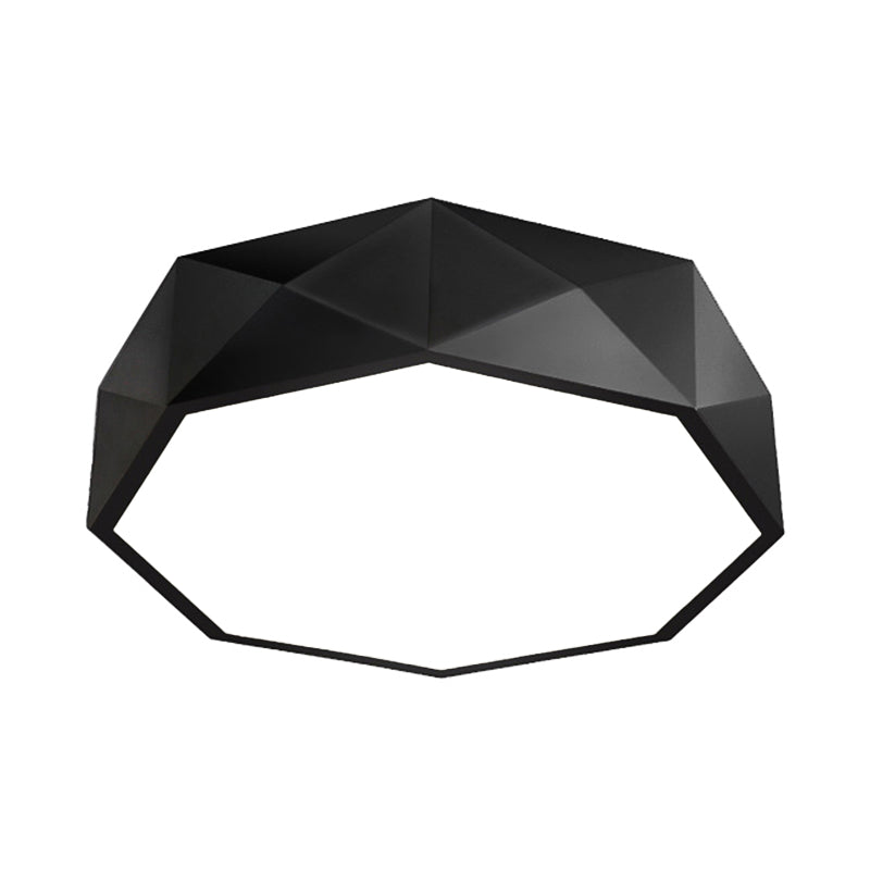 Modern Led Metal Flush Mount Lighting With Concave/Convex Shape - White/Black Ceiling 16/19.5/23.5