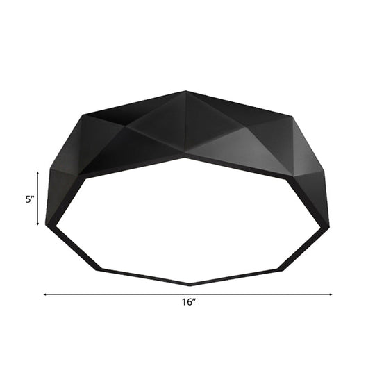 Modern Led Metal Flush Mount Lighting With Concave/Convex Shape - White/Black Ceiling