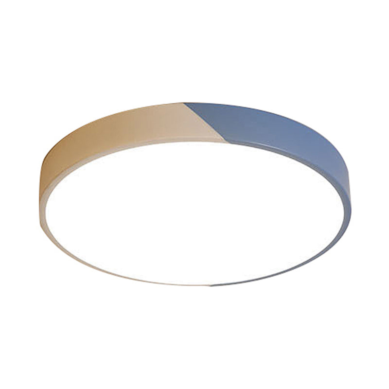 Round Flush Mount Led Ceiling Lamp In Macaron Acrylic And Metal - Available 3 Sizes Color Options