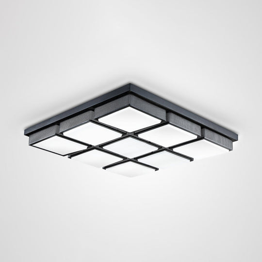 Modern Flush Mount Light With Acrylic Panels - Black/White 6/9 Lights Warm/White Living Room