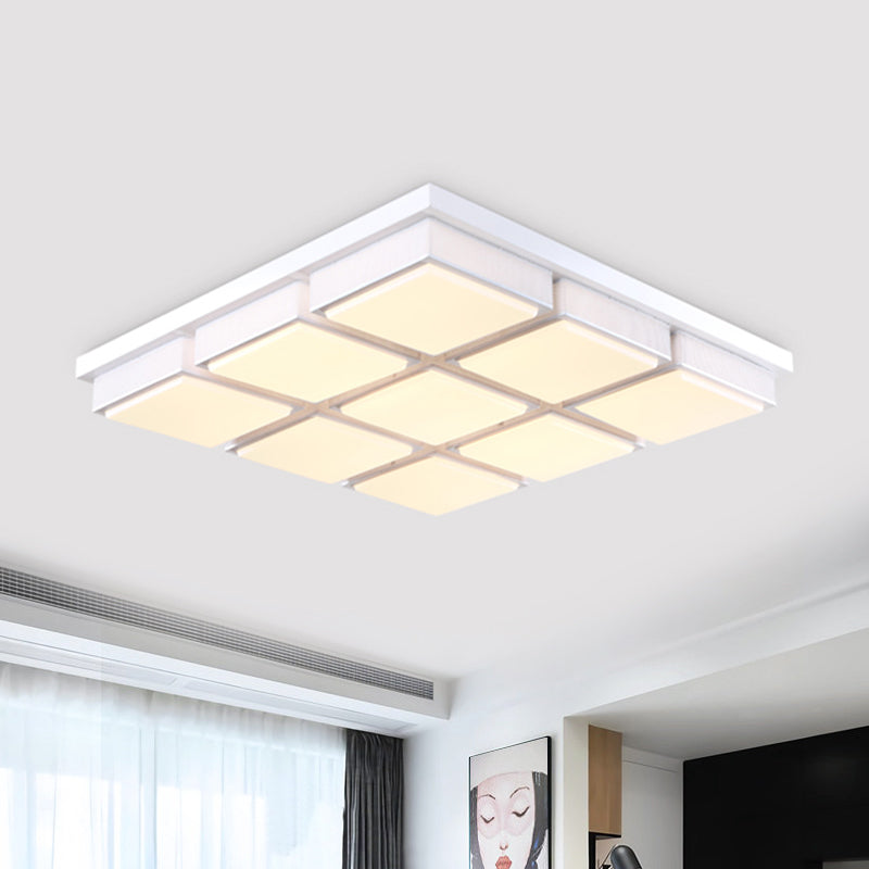 Modern Flush Mount Light With Acrylic Panels - Black/White 6/9 Lights Warm/White Living Room