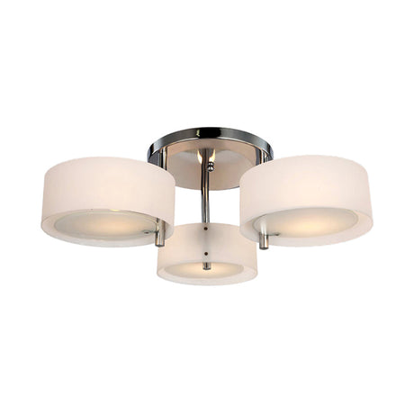 Semi Flush Ceiling Light Fixture - Stunning Drum Acrylic Shade 1/2/3 Lights Modern Silver Design For