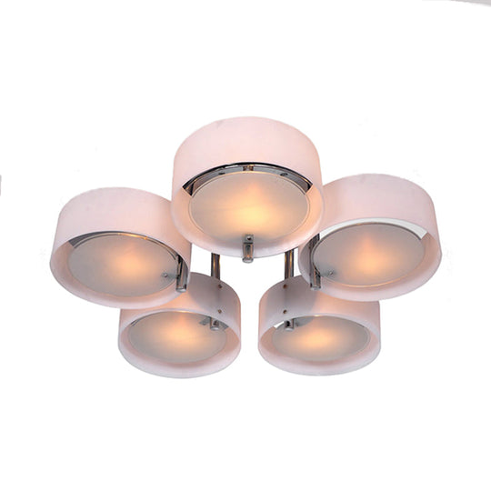Semi Flush Ceiling Light Fixture - Stunning Drum Acrylic Shade 1/2/3 Lights Modern Silver Design