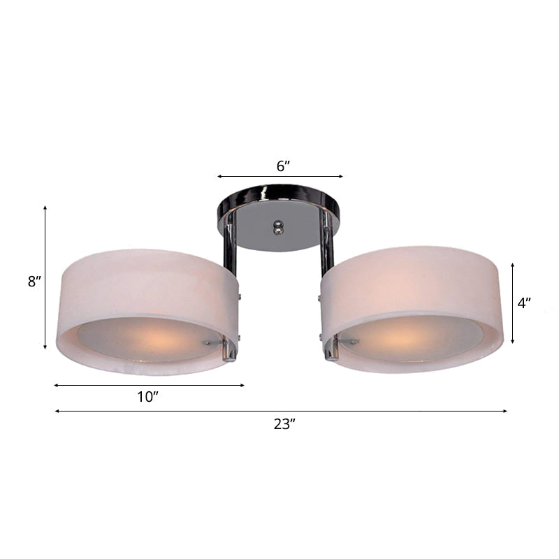 Semi Flush Ceiling Light Fixture - Stunning Drum Acrylic Shade 1/2/3 Lights Modern Silver Design