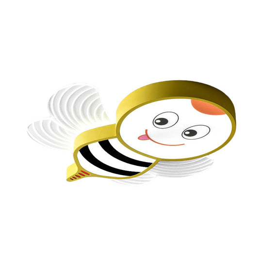 Bee Shape Led Flushmount Lighting - Fun Cartoon Design For Bedroom With White/Pink/Yellow Acrylic