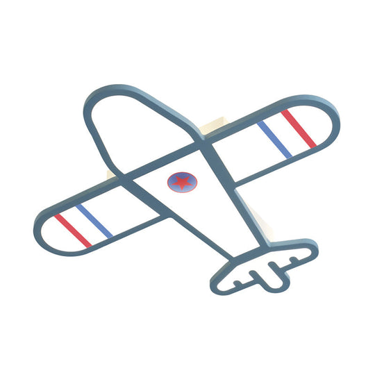 Cartoon Acrylic Led Plane Flushmount Light In White/Blue For Bedroom