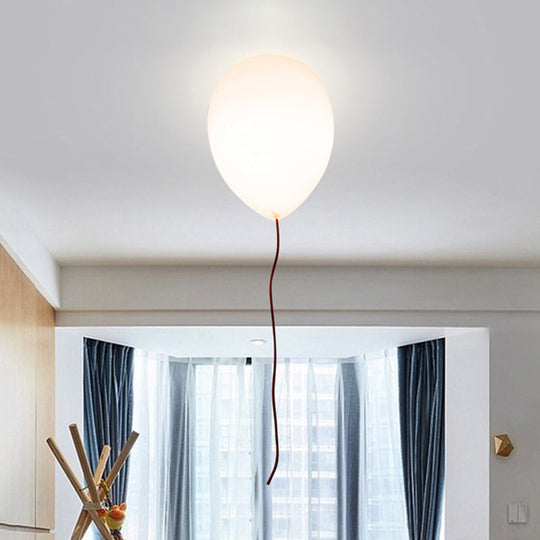 Contemporary White Balloon Shade Flush Mount Light With Opal Glass Ceiling Fixture - 8/10 W 1 Head