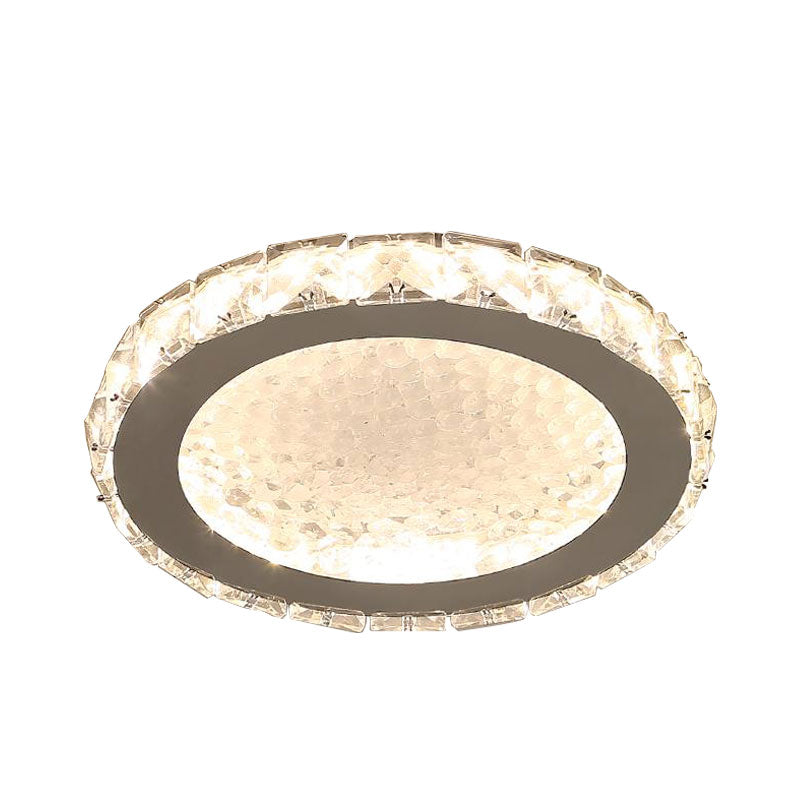 Modern Led Crystal Flushmount Ceiling Lamp With Minimalist Nickel Finish