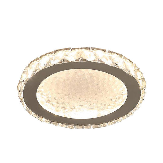 Modern Led Crystal Flushmount Ceiling Lamp With Minimalist Nickel Finish