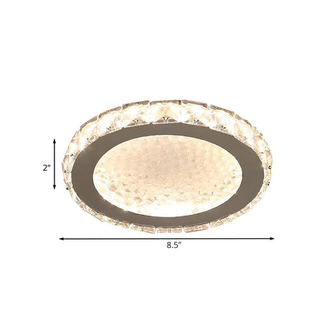 Modern Led Crystal Flushmount Ceiling Lamp With Minimalist Nickel Finish