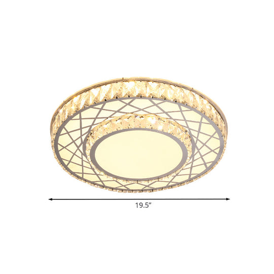 Modern Stainless-Steel Led Crystal Flush Ceiling Mount Light Fixture For Bedroom