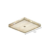 Modern Nickel Flush Mounted Led Lamp With Squared Crystal Facets For Bedroom Lighting