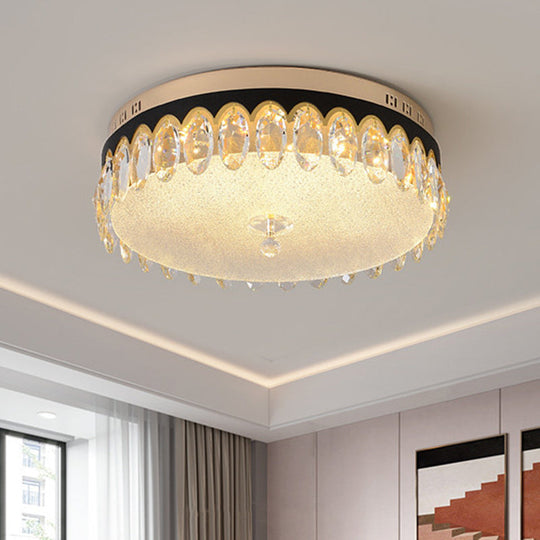 Minimalist Led Crystal Flush Mount Ceiling Light For Bedroom