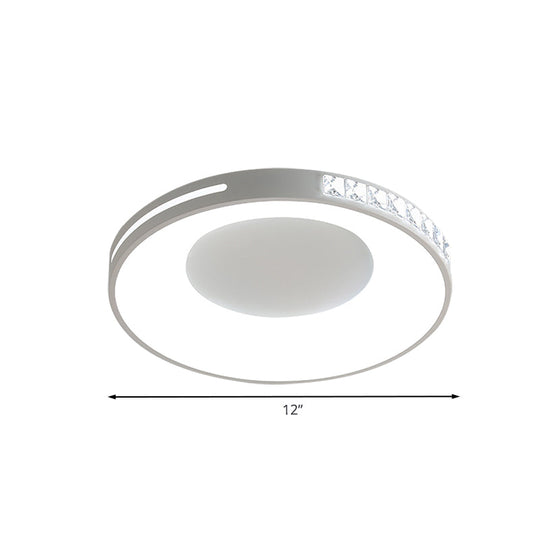 White Round Ceiling Flush Mount Led Light Fixture For Bedroom
