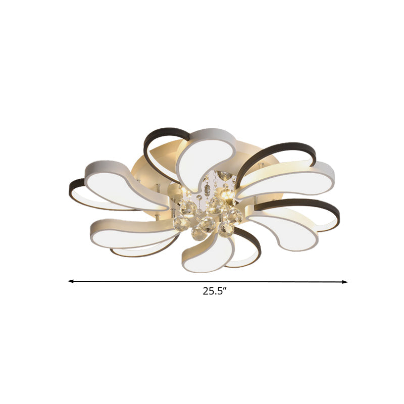 Spiral Heart Semi Flush Led Lamp With Crystal Droplet