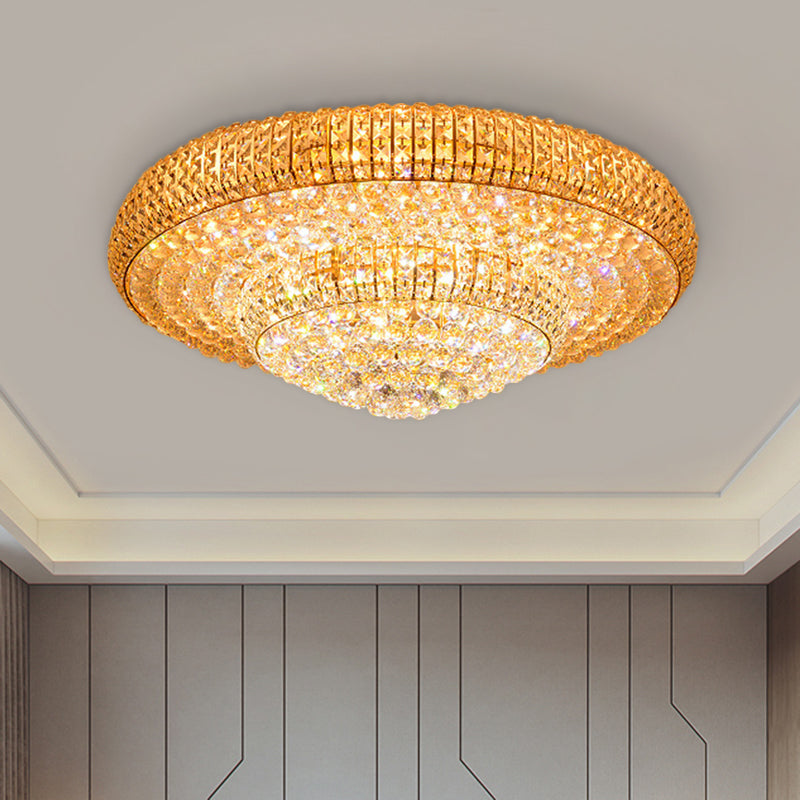 Contemporary Round Crystal Led Flush Light Fixture For Ceiling Mount - 2 - Layer Design Ideal