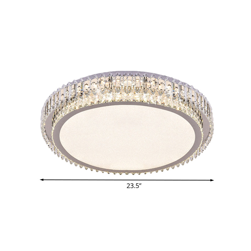 Crystal Block Led Ceiling Flush Mount With Clear Round Design - Sleek And Simplicity Lighting For