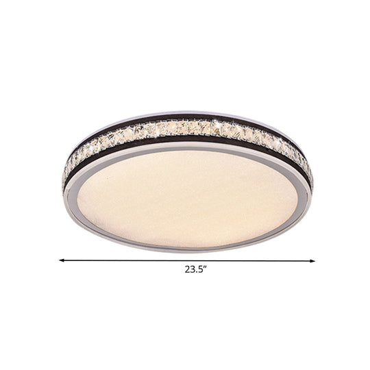 Minimal Led Crystal Flush Mount Ceiling Lamp In Black Finish