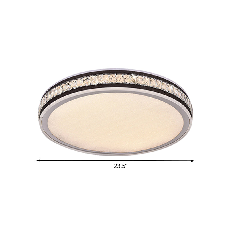 Minimal Led Crystal Flush Mount Ceiling Lamp In Black Finish