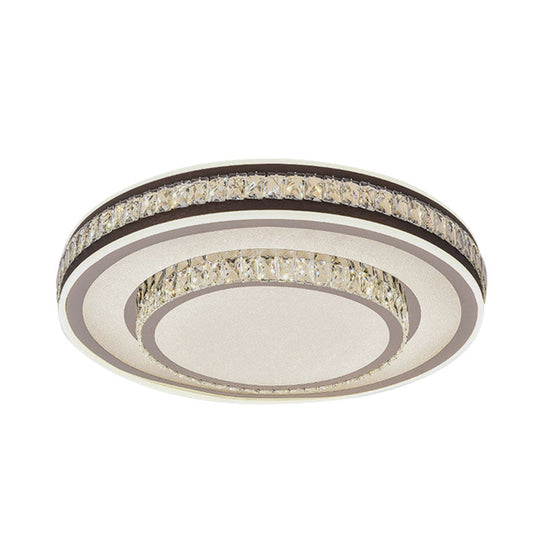 Modern Crystal Circle Flushmount Ceiling Light With Led - Black 2 - Layer Flush