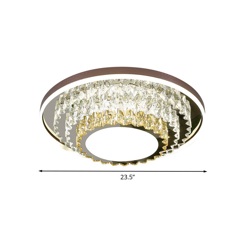 Modern Stainless - Steel Crystal Led Ceiling Light With Tiered Circle Design