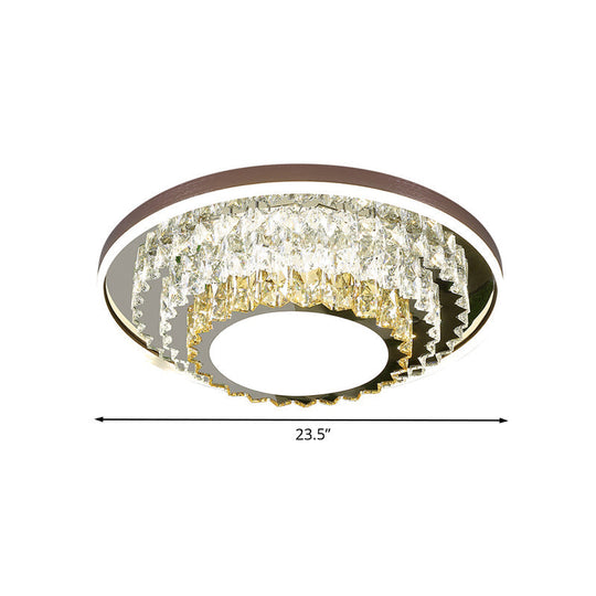 Modern Stainless - Steel Crystal Led Ceiling Light With Tiered Circle Design