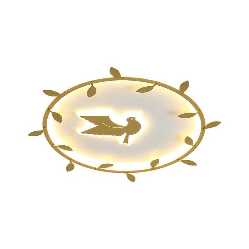 Nordic Wreath-Pigeon Gold Led Flushmount Ceiling Light For Kids Room - Ultrathin & Acrylic
