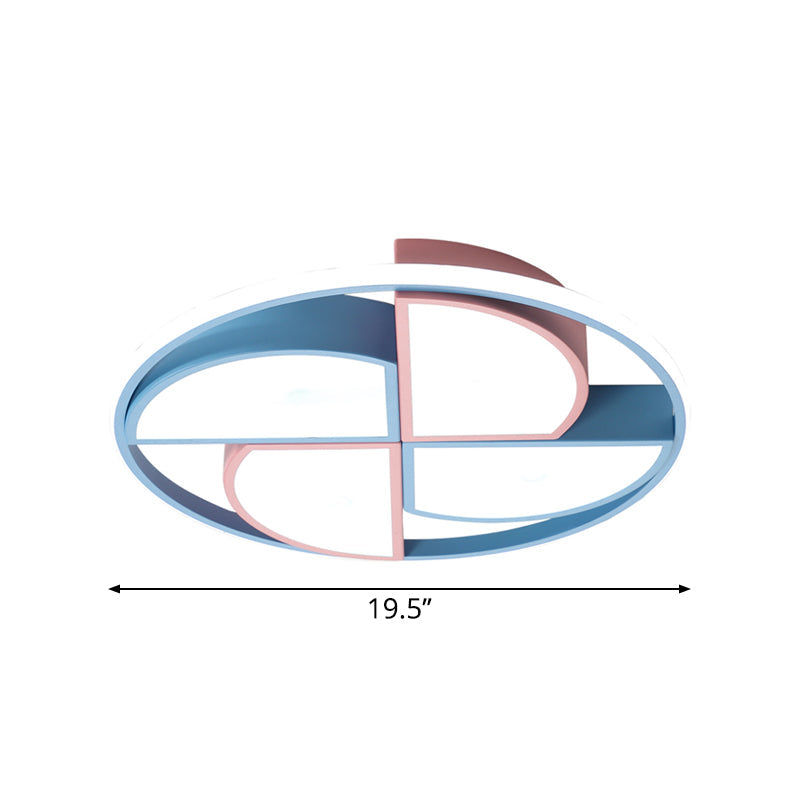 Blue And Pink Pinwheel Flush Light - Kids’ Led Ceiling Mount Forchild Room