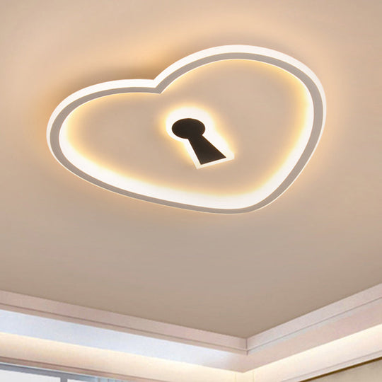 Minimalist Loving Heart Ultrathin Led Ceiling Light - Pink/White