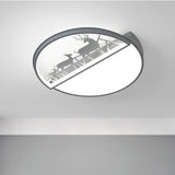 Nordic Led Ceiling Light With Deer Silhouette In 3 Colors Grey