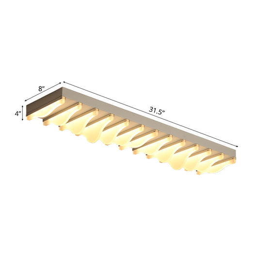 Modern Led Rectangular Ceiling Flush Light Fixture - 16’/23.5’/31.5’ Wide White Flushmount