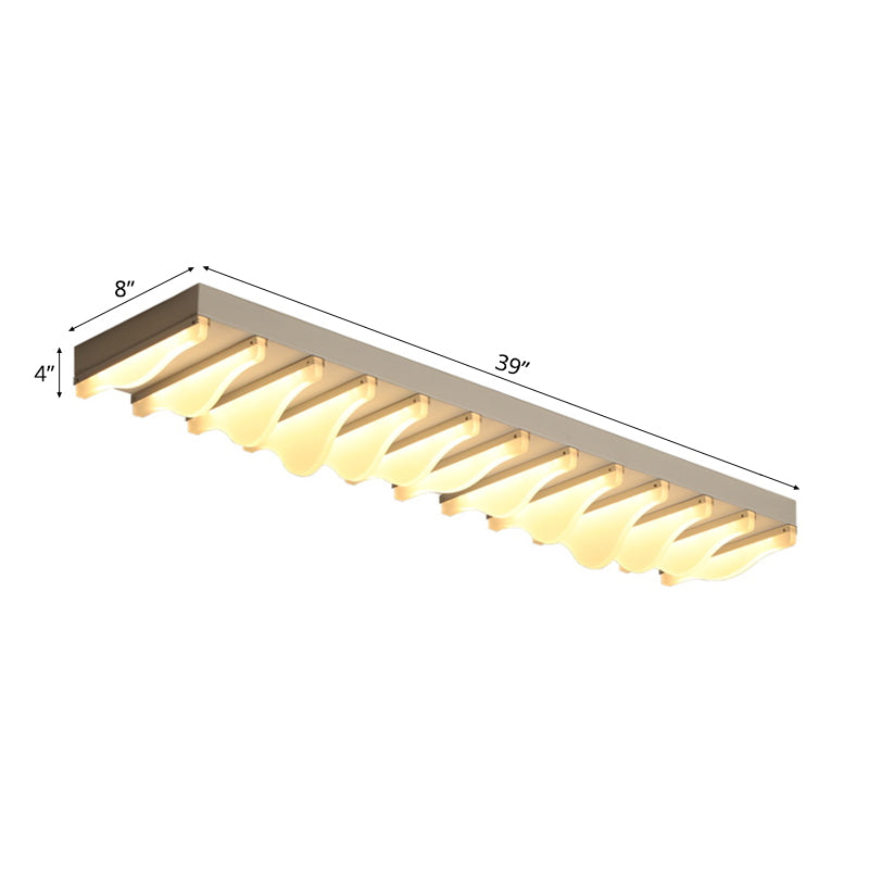 Modern Led Rectangular Ceiling Flush Light Fixture - 16’/23.5’/31.5’ Wide White Flushmount