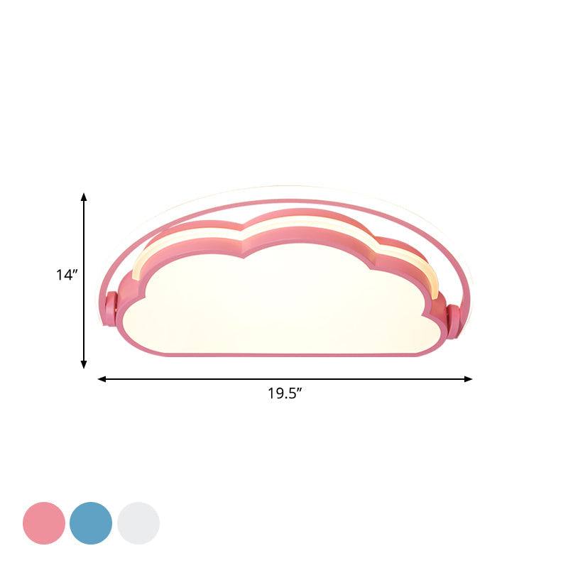 Cartoon Led Flush Mount Ceiling Light For Kids Bedrooms - Available In Pink White And Blue