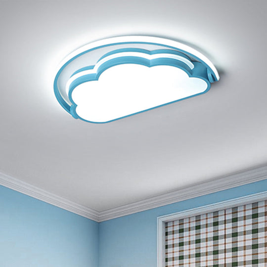 Cartoon Led Flush Mount Ceiling Light For Kids’ Bedrooms - Available In Pink White And Blue